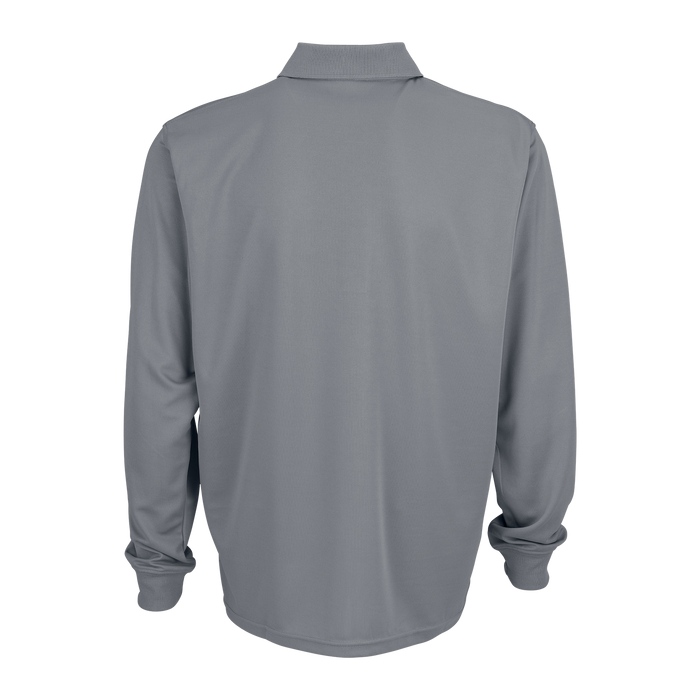 Vansport Omega Long Sleeve Solid Mesh Tech Polo - Grey,LG