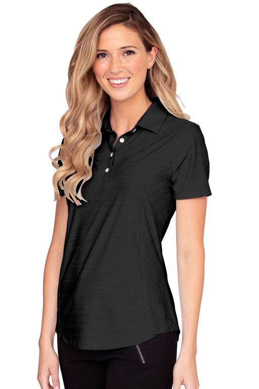 Women's Greg Norman Play Dry® Heather Solid Polo - Black/Heather,XLG