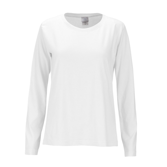 Women's Long Sleeve Scoop Neck T-Shirt - White,LG