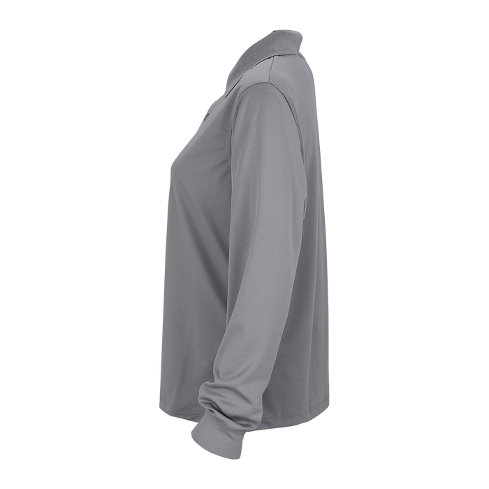 Women's Vansport Omega Long Sleeve Solid Mesh Tech Polo - Grey,XLG