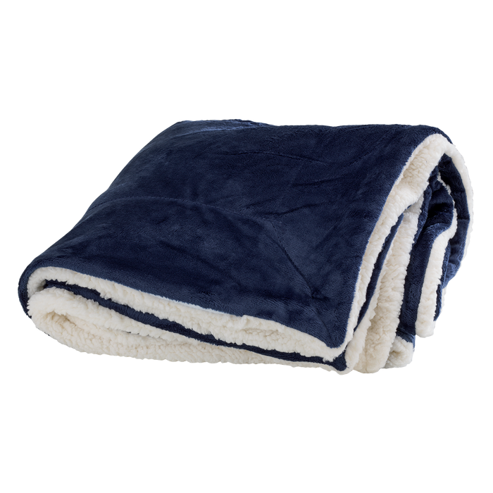 Faux Mink Sherpa Blanket - Navy,QTY