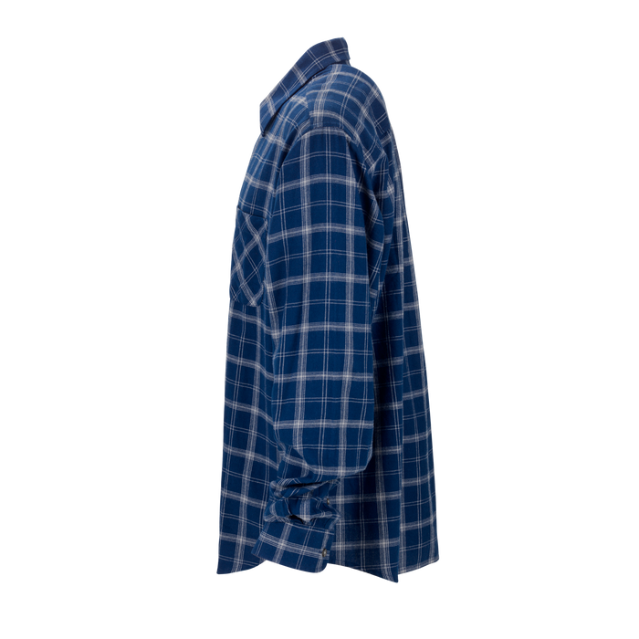 Brewer Flannel Shirt - True Navy With Light Grey Check,SM