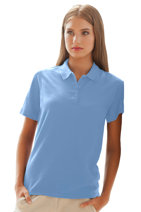 Women's Soft-Blend Double-Tuck Pique Polo - Carolina Blue,XSM