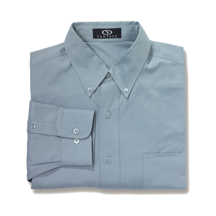 Pima Cotton Twill Shirt - Dusty Blue,XSM