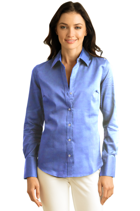 Women's Calvin Klein Non-Iron Dobby Shirt - Blue Pearl,LG