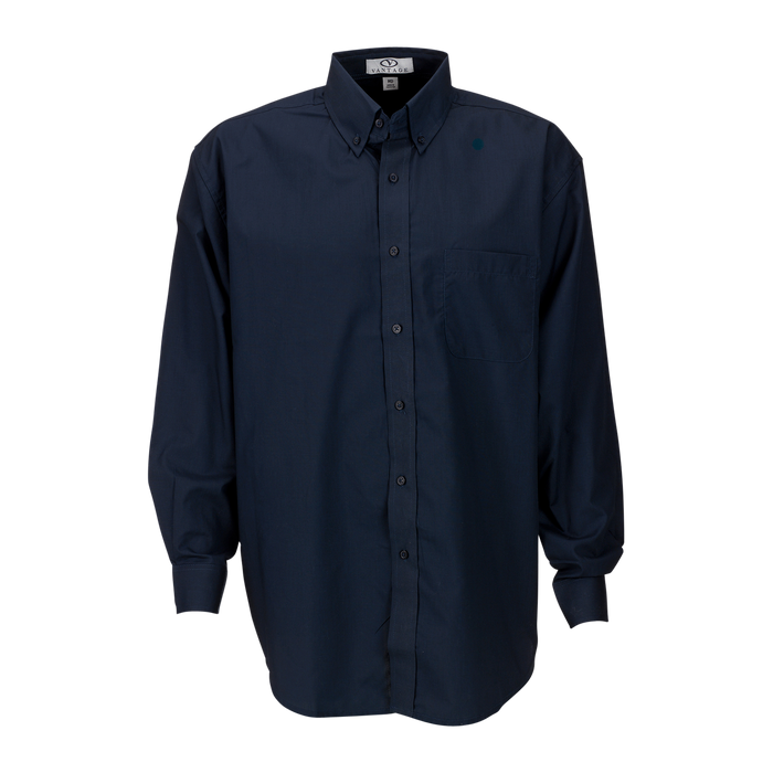 Blended Poplin Shirt - Navy,LG