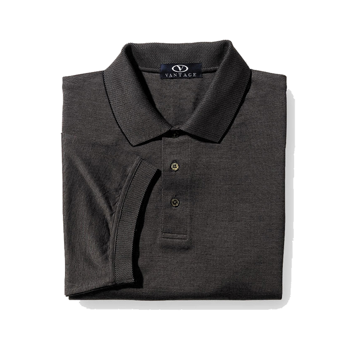 Two-Color Mercerized Pique Polo - Black/Oxford,LG
