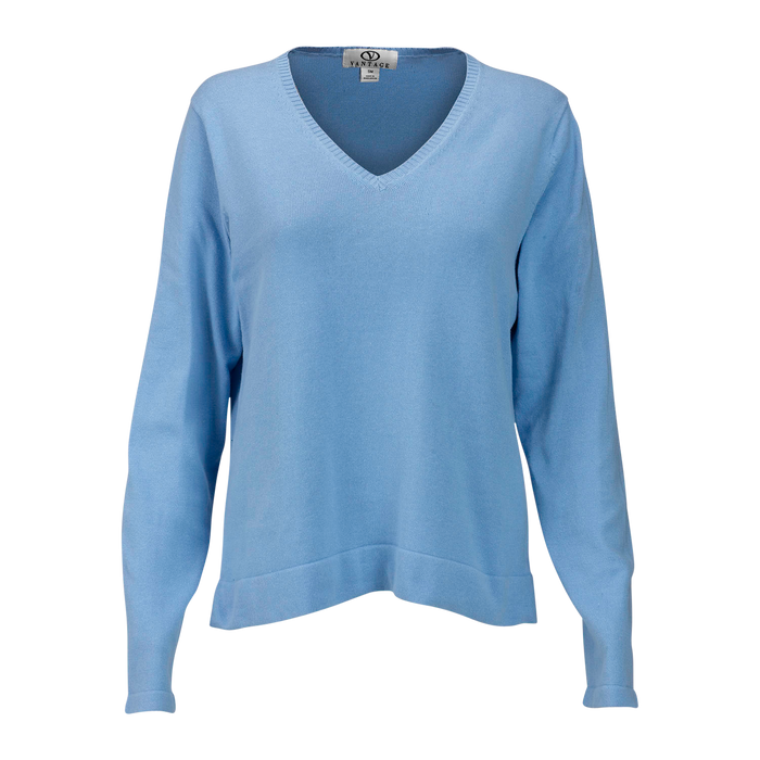 Women's Clubhouse V-Neck Sweater - Light Blue,2XLG