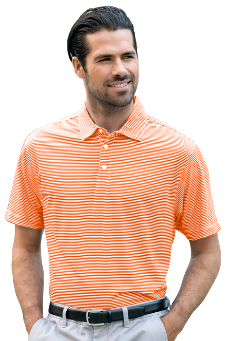Vansport Pro Tonal Micro-Stripe Polo - Orange With White,LG
