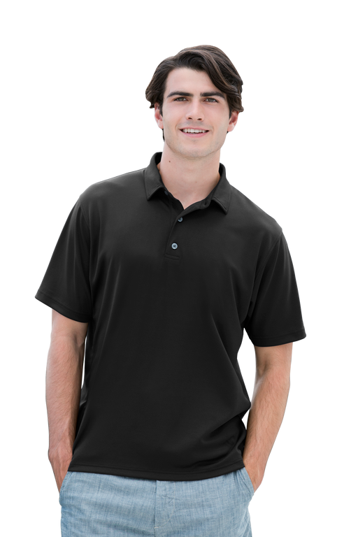 Vansport Micro-Waffle Mesh Polo - Black,LG