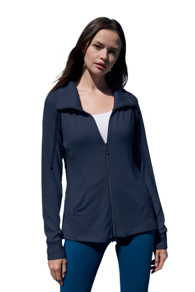 Women’s Mock Neck Full Zip Jacket - Navy/Heather,3XLG